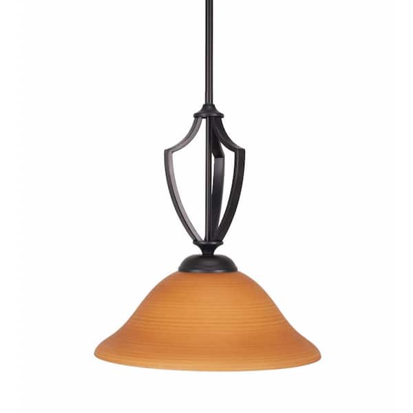 Unbranded Cleveland 100-Watt 1-Light Matte Black Shaded Mini Pendant Light with Glass Shade