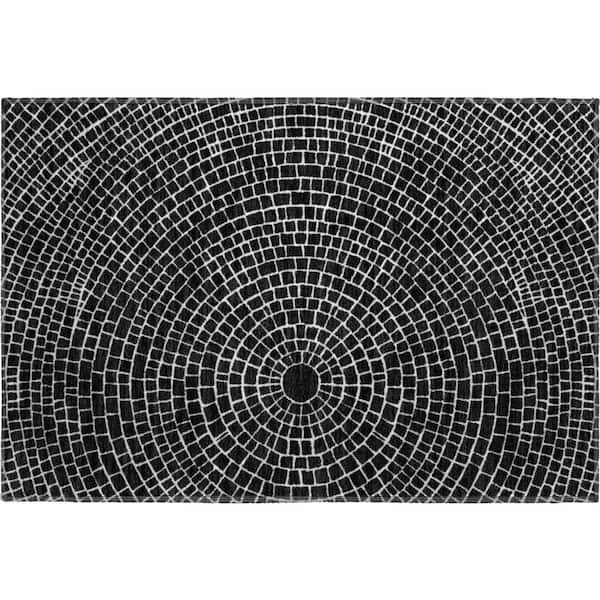 Mayfield Premium Machine Washable Abstract AMF2455 Black 2 ft. x 3 ft. Accent Rug