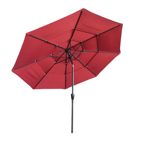 cenadinz 10 ft. Market Patio Umbrella with Double Air Vent in Burgundy