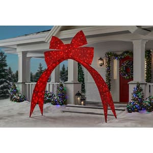 9.5 ft. Icicle Shimmer Giant-Sized Twinkling LED Red Bow Archway Holiday Yard Decoration