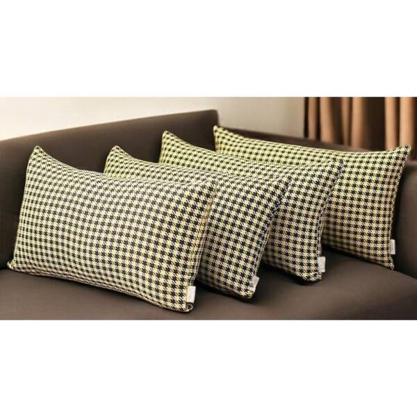 Set Of 4 Yellow Houndstooth Pillow Covers