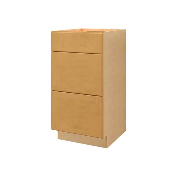 Unbranded Aberdeen Recessed 24 in. W x 32 in. H x 24 in. D Assembled Plywood Drawer Base Cabinet in Caramel