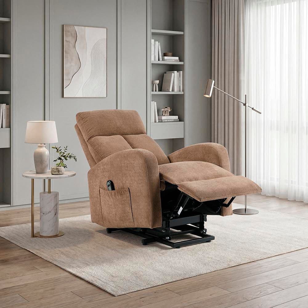 Lazzara Bexley Brown Microfiber Power Lift Recliner Chair with One