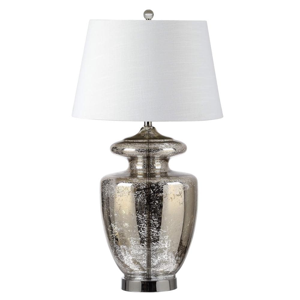 Hughes 31" Silver Mercury Glass Table Lamp with Linen Shade