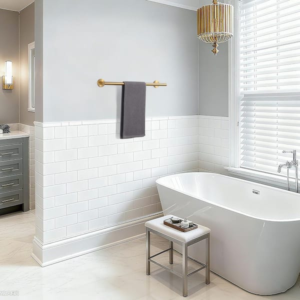 20 in. Wall Mounted Single Towel Bar Bath Hardware Accessory in Brushed Gold