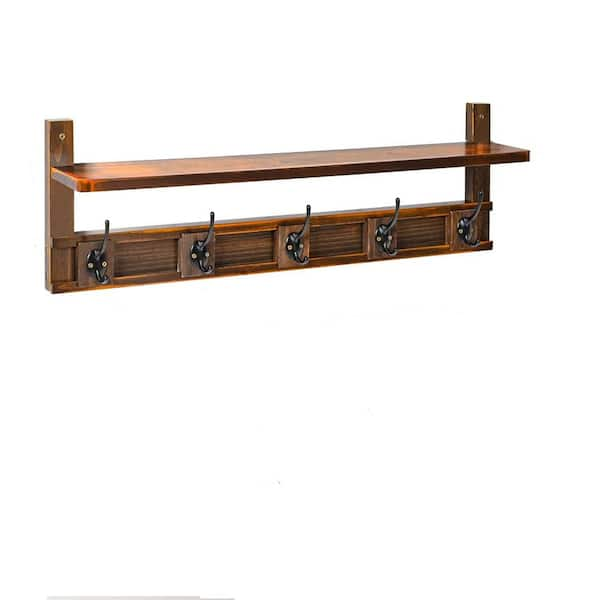 Cubilan 29.13 in. W x 4.33 in. D Decorative Wall Shelf, Black Coat Rack ...