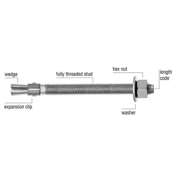 Qty 100 5/8-11 x 6" Concrete Wedge Anchor Zinc Plated 