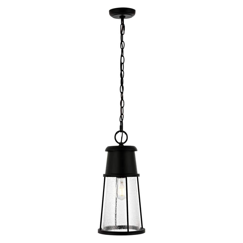 Laela 94" Black Glass LED Indoor/Outdoor Pendant Light