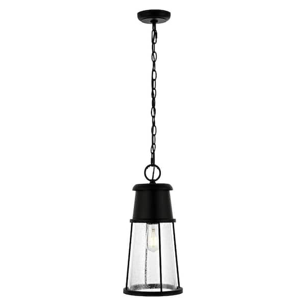 SAFAVIEH Laela 40-Watt 1-Light Black Pendant-Light with Glass Shade