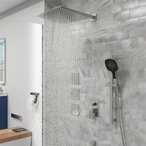 Single Handle 3 -Spray Shower Faucet 2.0 GPM with High Pressure, Body Jets in Brushed Nickel (Valve Included)