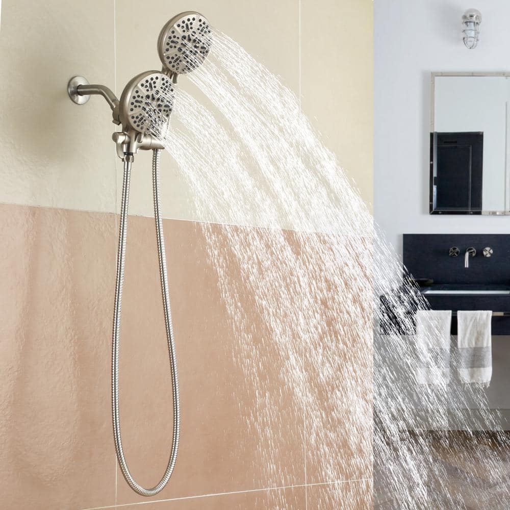 Brushed Nickel 5-Spray Dual Shower Head with Handheld