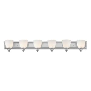 Fairbourne 48 in. 6-Light Polished Chrome Vanity with Satin Opal White Glass