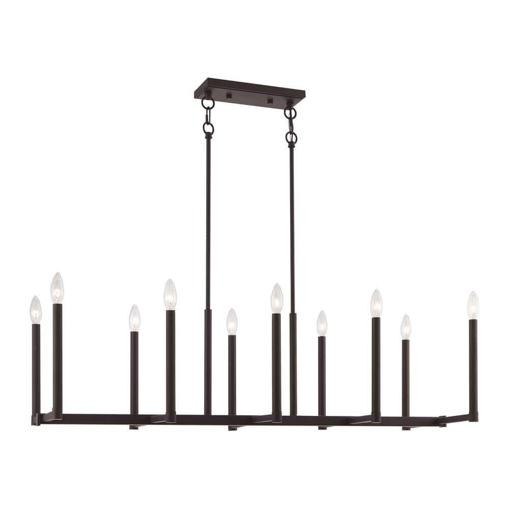 Alpine Bronze 10-Light Linear Steel Chandelier