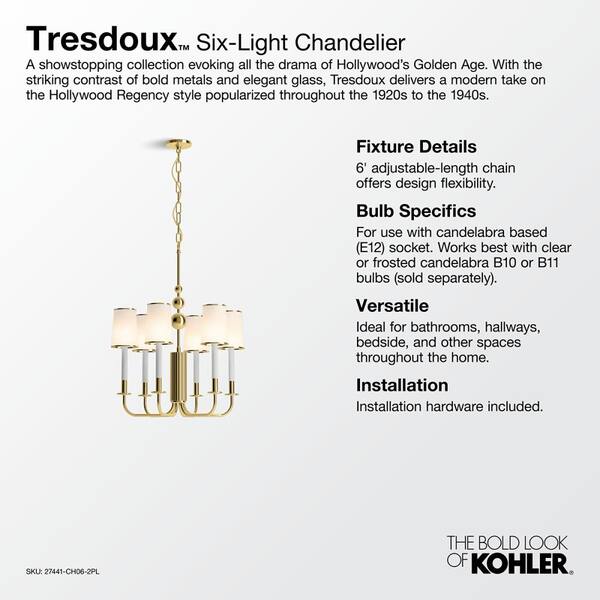 KOHLER Tresdoux 6-Light Gunmetal Chandelier