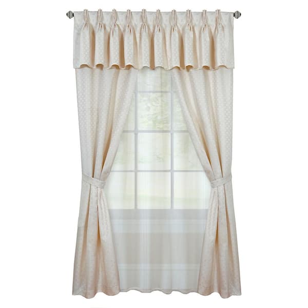 ACHIM Claire 6 Piece 55 in. W x 63 in. L Polyester Light Filtering Window Curtain Set in Ivory
