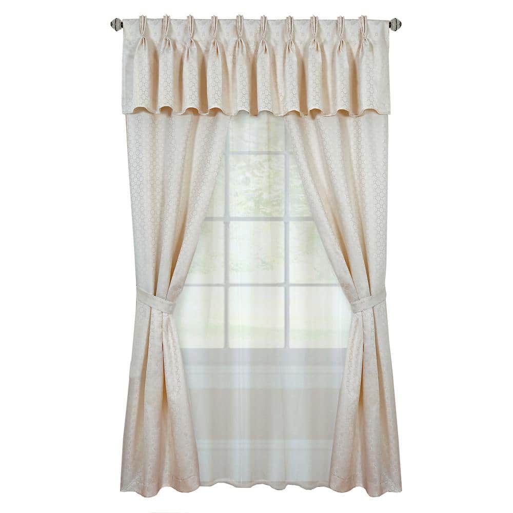 Ivory Polyester Pinch Pleat Sheer Window Curtain Set