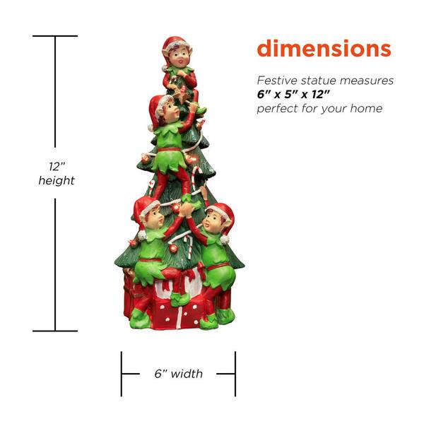 Lighted Green Glass Christmas Tree Statue Holiday Figurine Winter Home Decor 