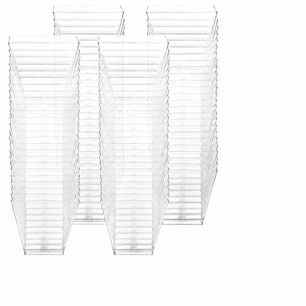 2 fl. oz. Clear Plastic Mini Square Dessert Cups with Spoons Set of 200 Dessert Sets 1.1 x 1.8 x 1.8