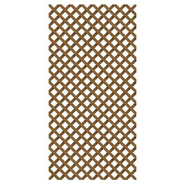 Unbranded 4 ft. x 8 ft. Redwood-Stained Untreated Douglas Fir Diamond Wood Lattice Actual: 1 in. x 48 in. x 96 in.
