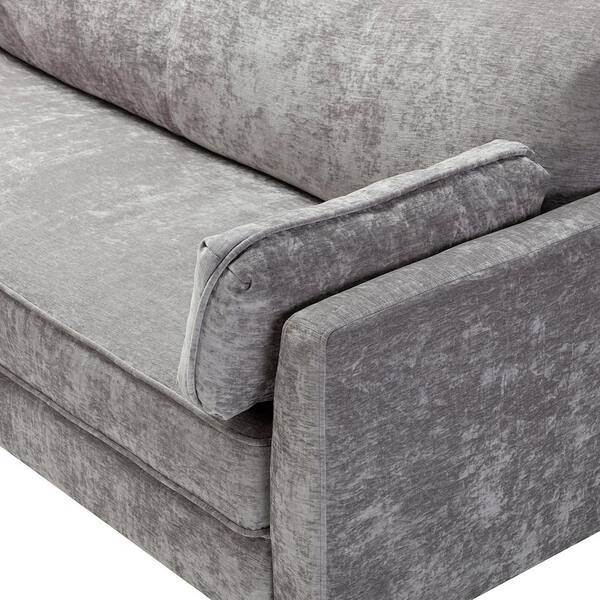 JAYDEN CREATION Josefa 75 in. 2-Seat Square Arm Velvet Solid Wood Sofa with  Headrests and Removable Back Cushion in Pewter SFJH0342-PEWTER-A+B - The  Home Depot