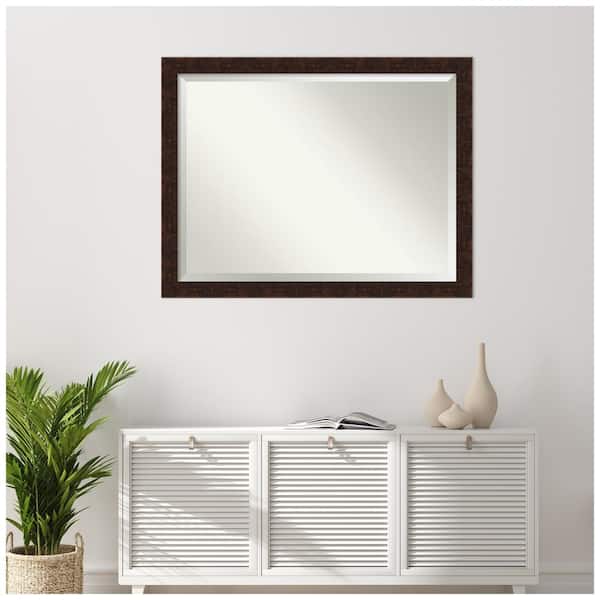 William 44 in. x 34 in. Rustic Rectangle Framed Mottled Bronze Bathroom Vanity Mirror