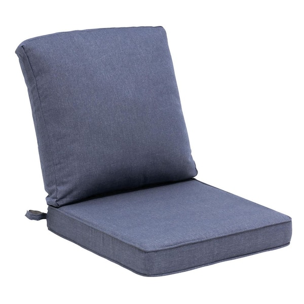21 in. x 22 in. x 3.5 in. Outdoor Deep Seat Cushion Set in Sky Blue Patio Chair Cushion with Removable Cover and Straps
