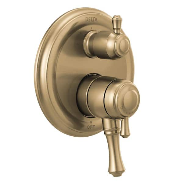 Cassidy Gold 2-Handle Wall-Mount Valve Trim Kit with 3-Setting Int Div in Champagne Bronze (Valve not Included)