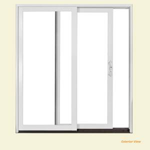 72 in. X 80 in. W-2500 White Clad Wood Right-Hand Sliding Patio Door with LowE Glass