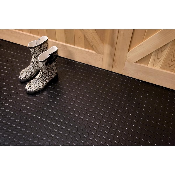 Shed Flooring Midnight Black Coin Commercial Vinyl Sheet Flooring (8 ft. W x 10 ft. L)