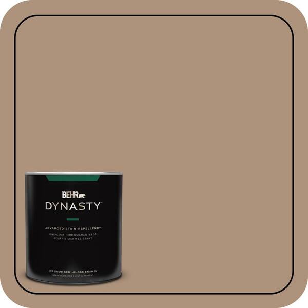BEHR DYNASTY 1 qt. #PPU4-04 Soft Chamois One-Coat Hide Semi-Gloss Enamel Interior Stain-Blocking Paint and Primer