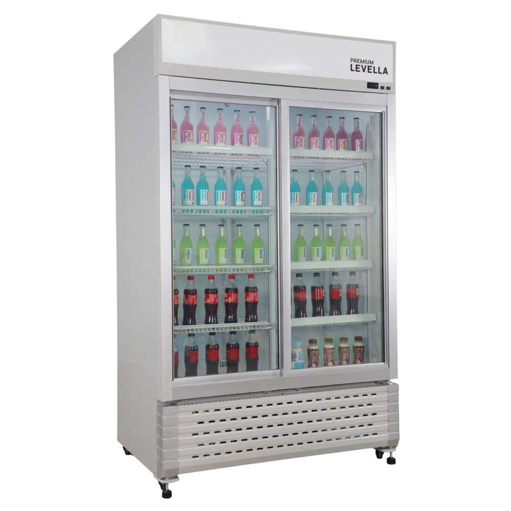35 cu. ft. Commercial Upright Display Refrigerator Sliding Glass Door Beverage Cooler in Silver