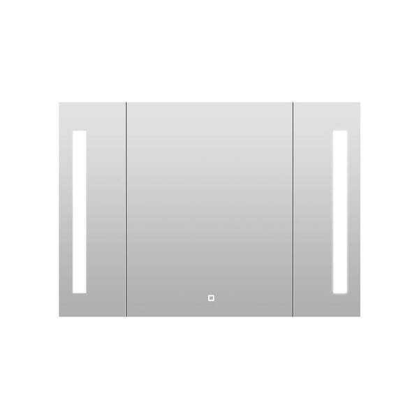 HBEZON 36 in. W. x 26 in. H Rectangular Iron Surface-Mounted LED Dimmable Medicine Cabinet with Mirror