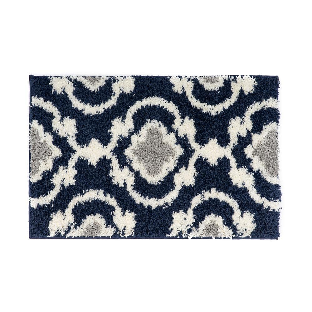 World Rug Gallery Cozy Moroccan Trellis Shag Navy 24 In X 36 In Area   Navy World Rug Gallery Area Rugs 2525navy2x3 64 1000 