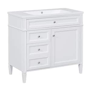 36 in. W x 18 in. D x 33 in. H Single Sink Freestanding Bath Vanity in White with White Rest Top and Adjustable Shelf