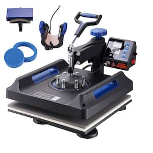 15 in. x 15 in. Pro Heat Press Machine 5 in 1 Combo 360 Swing Away Digital Sublimation Vinyl Transfer Printer, Blue