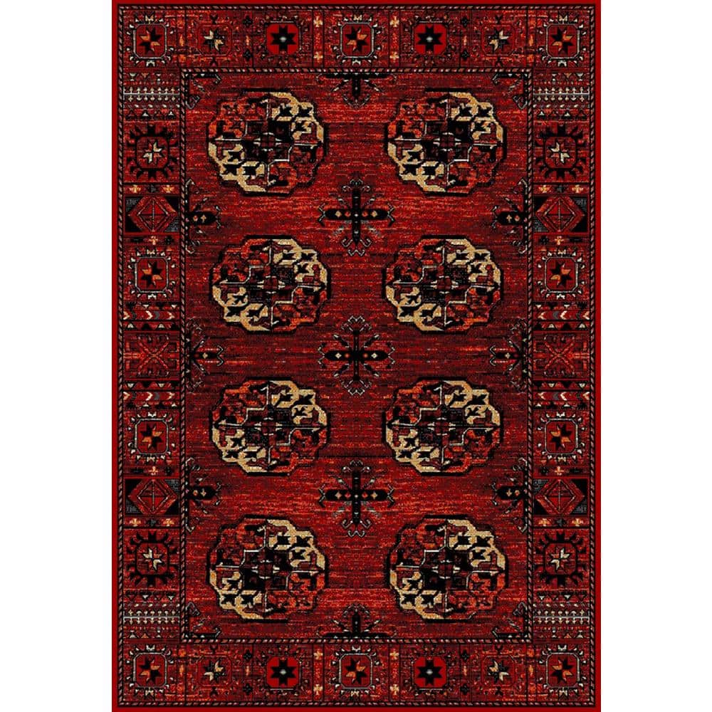 Antique Patina Red Synthetic Rectangular Area Rug 6'7" x 9'0"