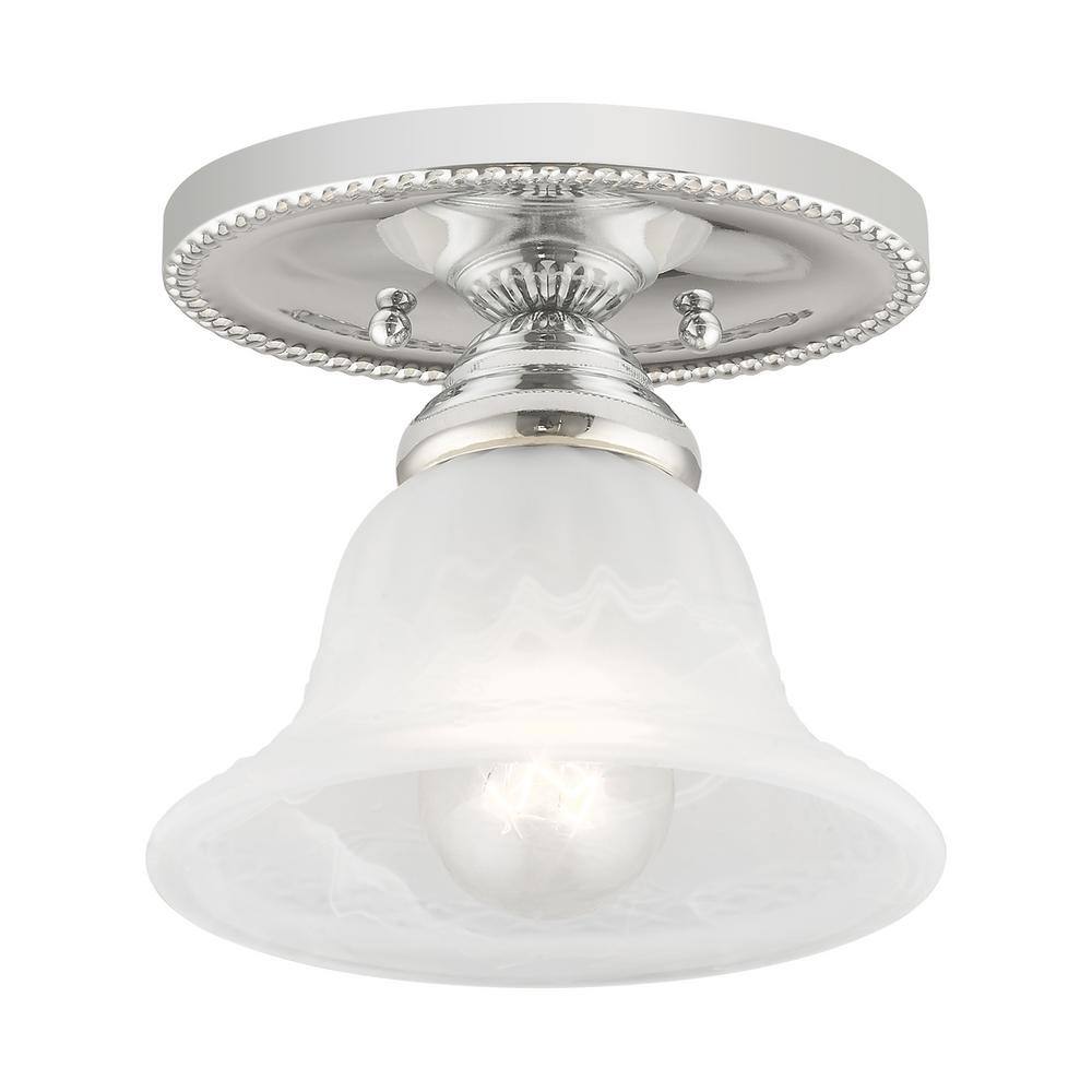 Edgemont Polished Chrome 7" Flush Mount with White Alabaster Glass