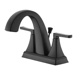 Lotto 4 in. Centerset 2-Handle Bathroom Faucet with Drain Assembly, Rust Resist in Matte Black