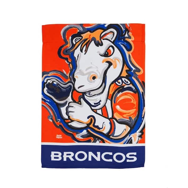 Evergreen 12.5 in. x 18 in. Denver Broncos Justin Patten Artwork Mascot Garden Flag