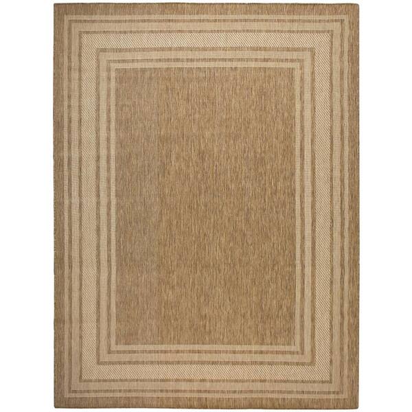 Horizon Indoor/Outdoor Natural 9 ft. x 12 ft. Bordered Contemporary Area Rug