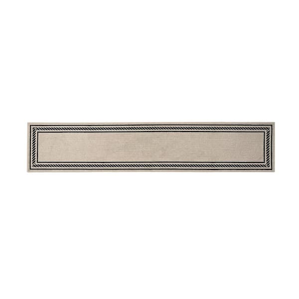 Rope Border Natural Twist/Black 3 ft. x 10 ft. Tufted Border Polypropylene Runner Rug
