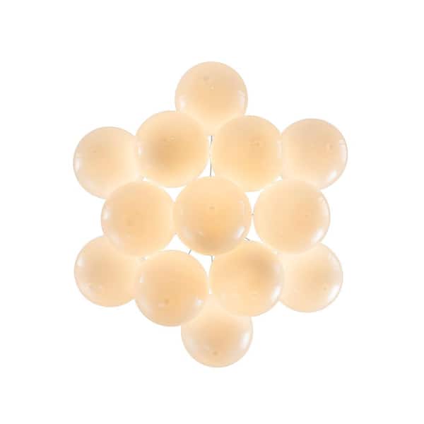 13 Light Brass Mid Century Modern Globe Bubble Chandelier Light Fixture for Bedroom With Milky Glass, No Bulb Included