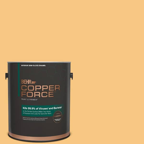 COPPER FORCE 1 gal. #PPU6-07 Jackfruit Semi-Gloss Enamel Virucidal and Antibacterial Interior Paint & Primer