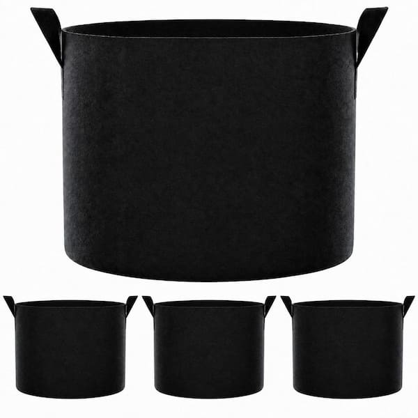 15 Gal. Black Fabric Round Indoor Outdoor Planter Grow Bags with Breathable Drainage Reinforced Handles 4 Pack