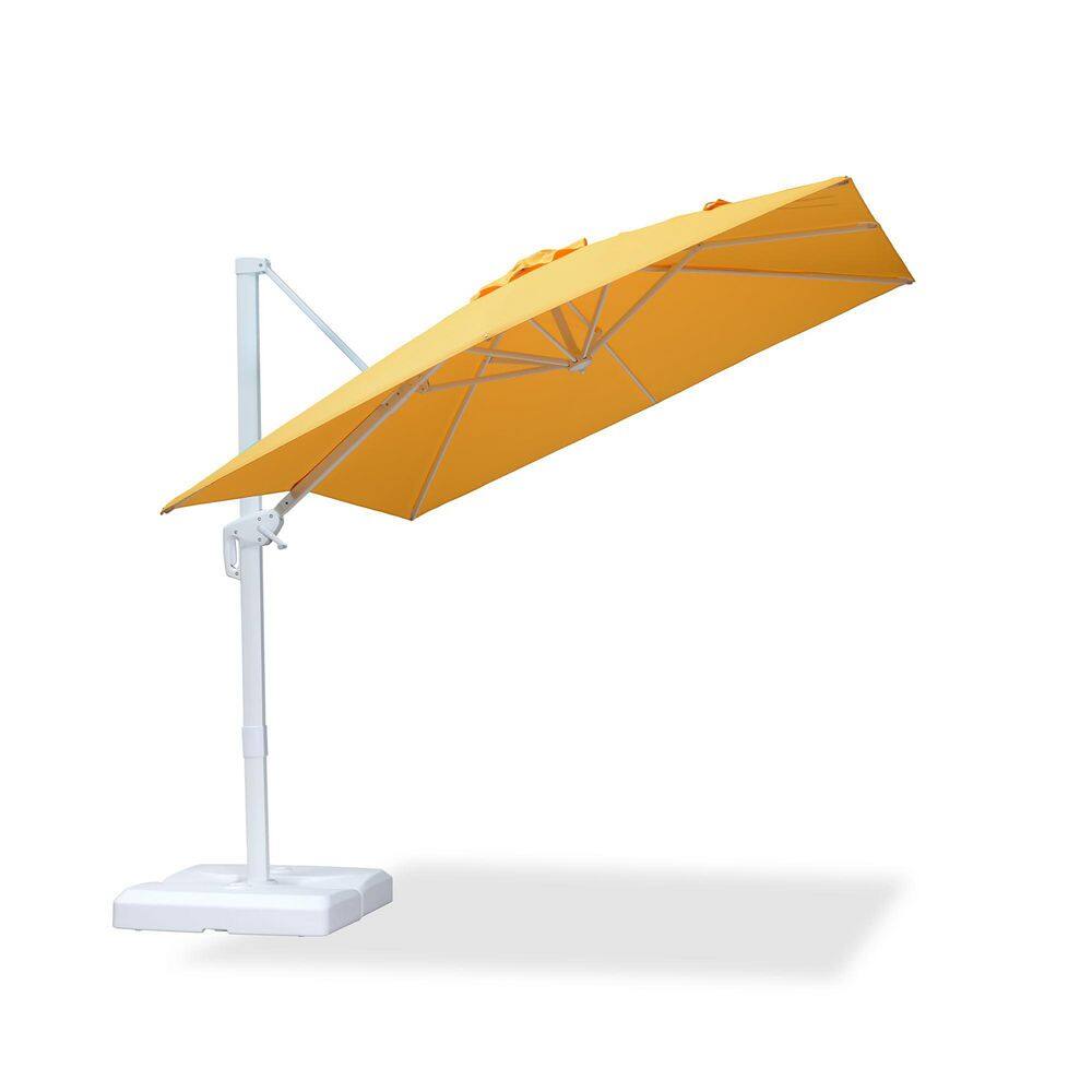 10 ft. Square Cantilever Patio Umbrella Bronze Colored Aluminum Offset 360° Rotation Umbrella in Yellow, with Base price history on PriceWatchPro