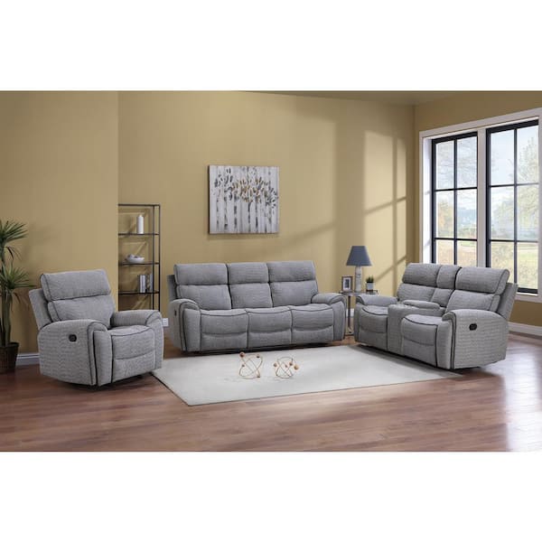 NEW CLASSIC HOME FURNISHINGS New Classic Furniture Omni 3-Piece Gray Polyester Fabric Manual Living Room Set