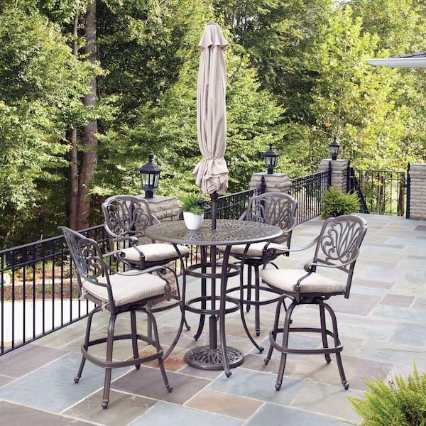 Home Styles Taupe 5-Piece Patio Bistro Set