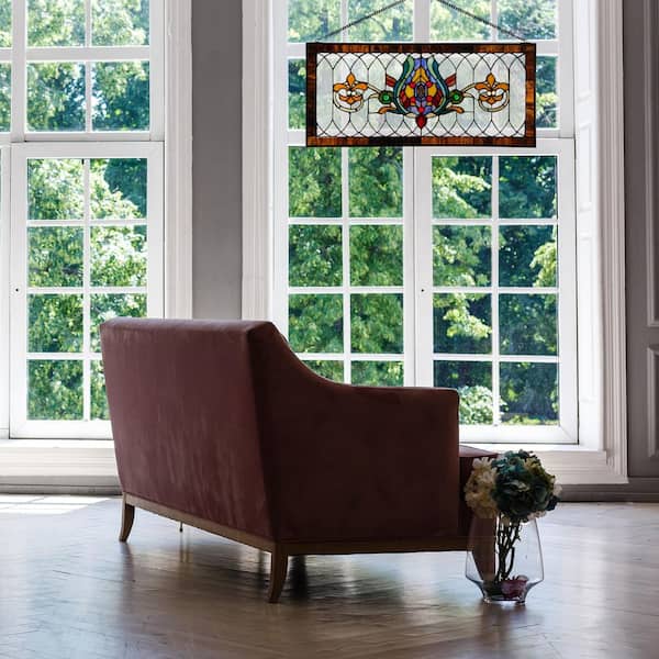 River of Goods Fleur De Lis Stained Glass Pub Window Panel