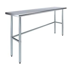 18 in. x 72 in. Stainless Steel Open Base Kitchen Utility Table Metal Prep Table