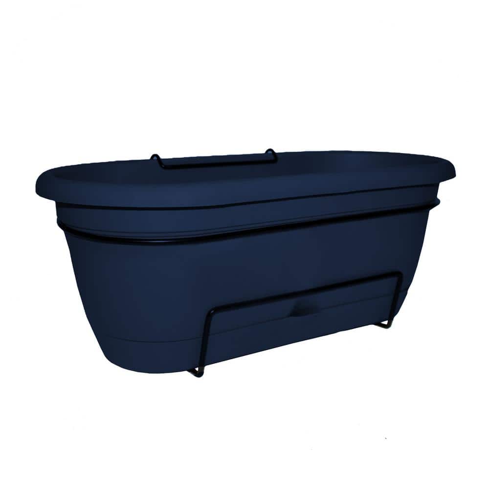 Lucca 9.25 in. L x 19 in. W x 7.5 in. H 10 qt. Navy Plastic Self-Watering Balcony Box Plastic Railing Planter price history on PriceWatchPro